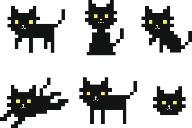 像素黑猫字符图片下载