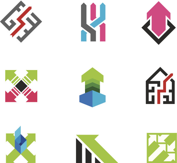 一组使用线和箭头的抽象图像图片下载