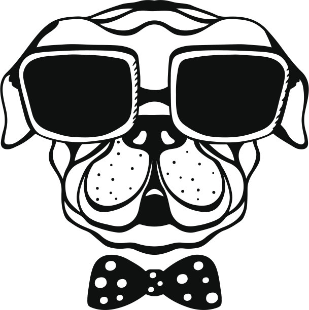 戴着领结和眼镜的狗图片下载