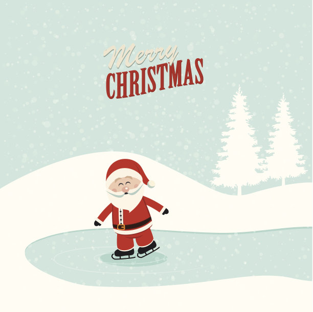 圣诞老人在冰雪上滑冰图片下载