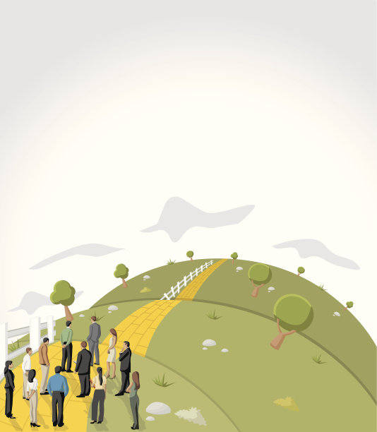 一个商业团队俯视黄砖路的图片图片下载