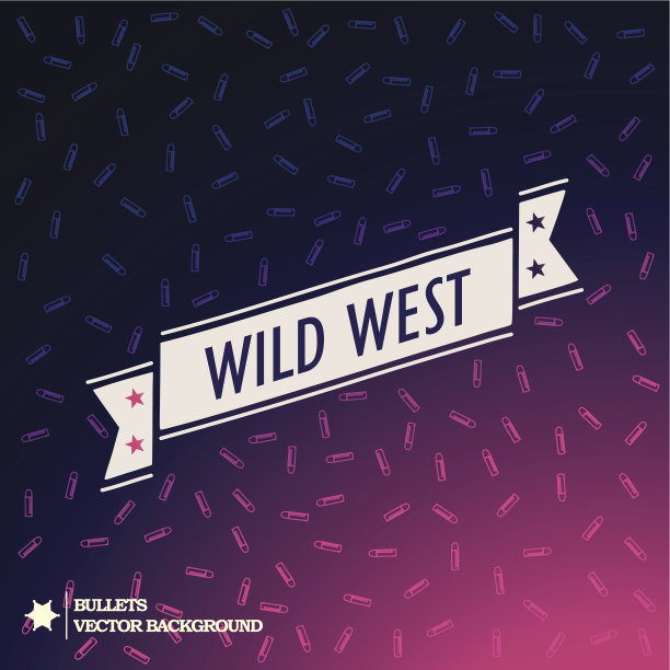 明亮的矢量海报与子弹和丝带西图片下载