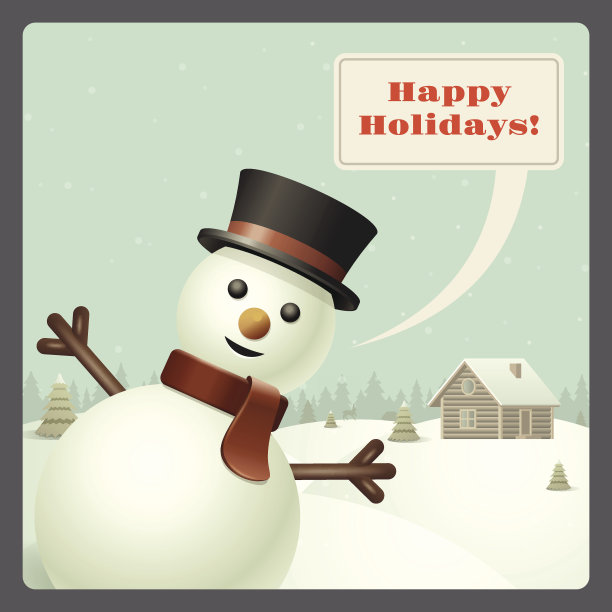 有雪人背景的圣诞贺卡图片下载