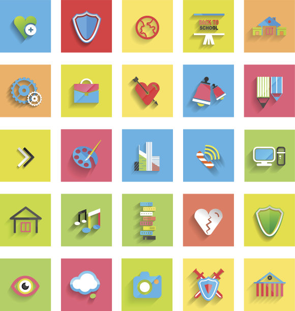 平长阴影图标集图片下载