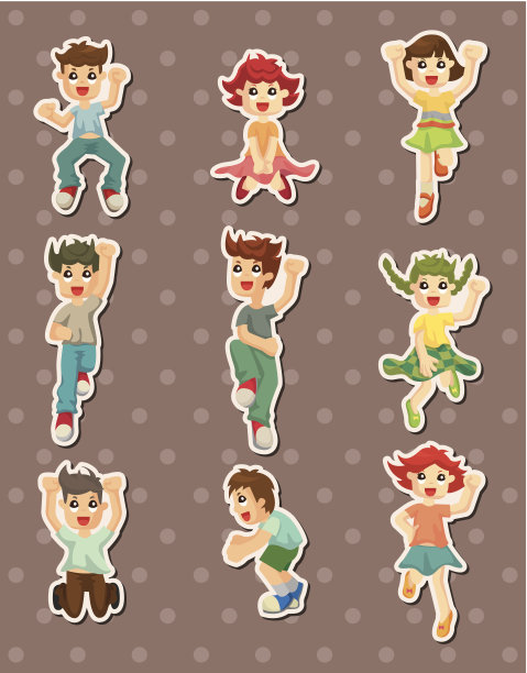 孩子们跳贴纸图片下载