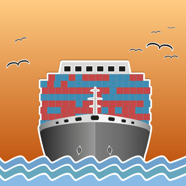 货轮航行的插图。图片下载