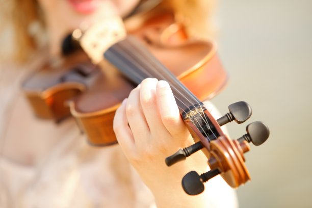 户外的女性手拿着小提琴图片下载