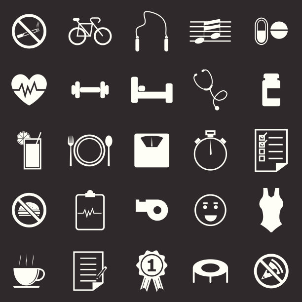 健康图标的黑色背景图片下载