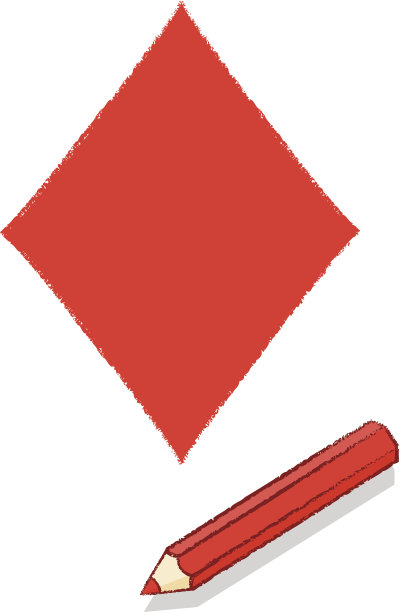 由红铅笔绘制的方块Ace扑克牌图标图片下载