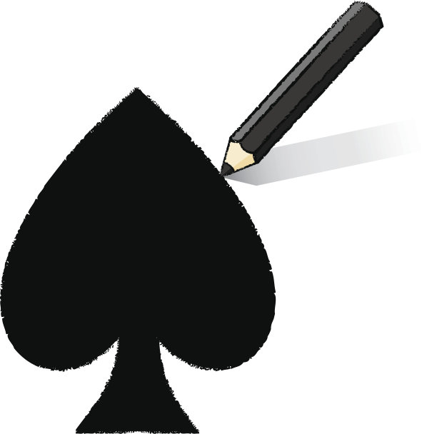 黑色铅笔画黑桃王牌扑克牌图标图片下载