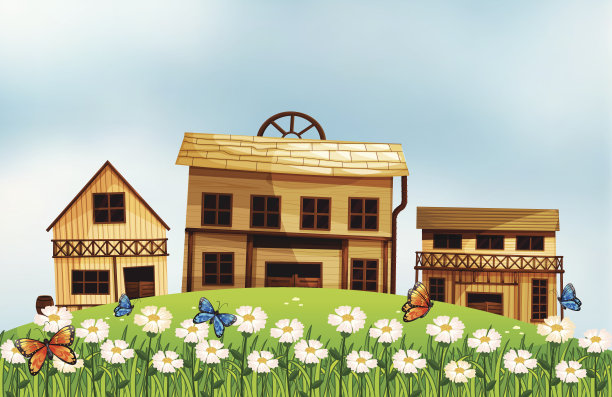 山坡上的房子图片下载