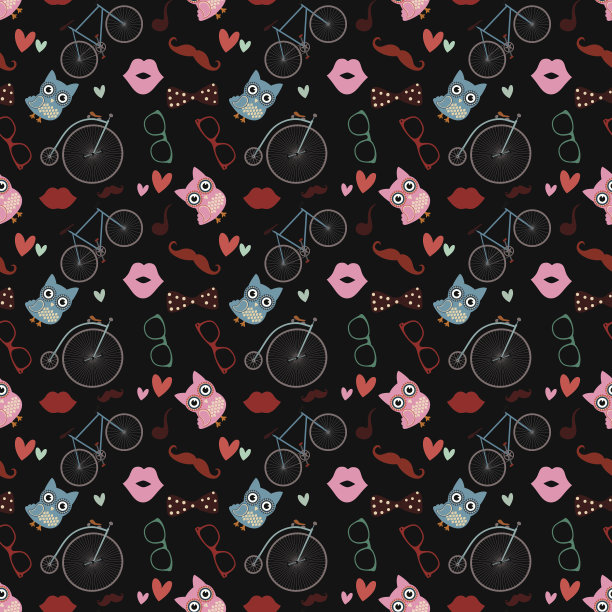 潮人涂鸦彩色无缝图案图片下载