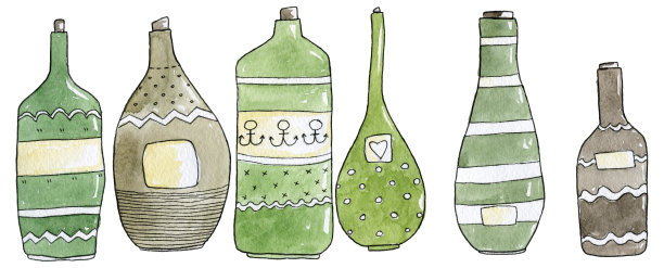 瓶组水彩图片下载