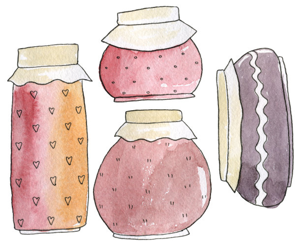 果酱罐水彩集图片下载