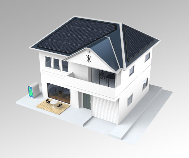 屋顶装有太阳能电池板的智能房屋图片下载