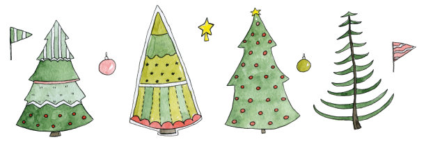 圣诞树水彩画集图片下载