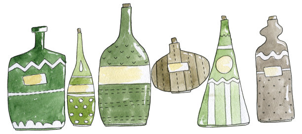 瓶组水彩图片下载