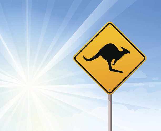 蓝天上的袋鼠标志图片下载