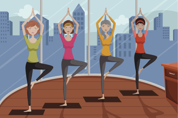 人们在工作室里做瑜伽素材图片