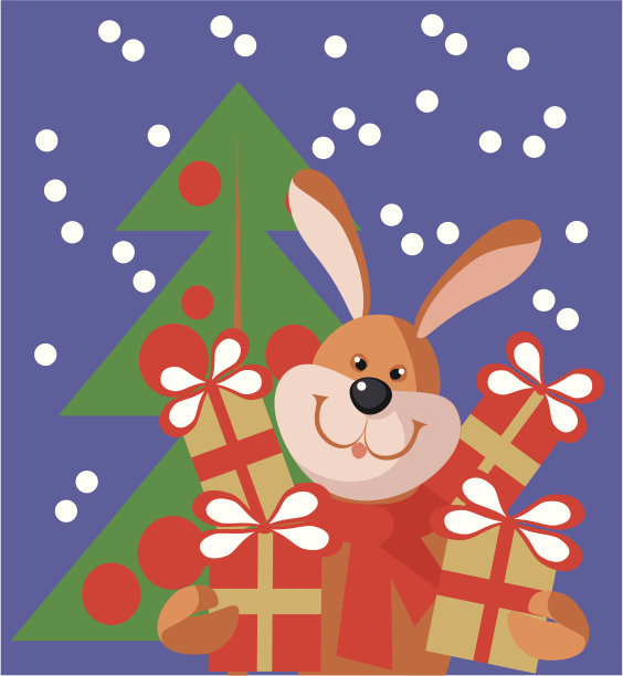 兔新年礼物颜色十一图片下载