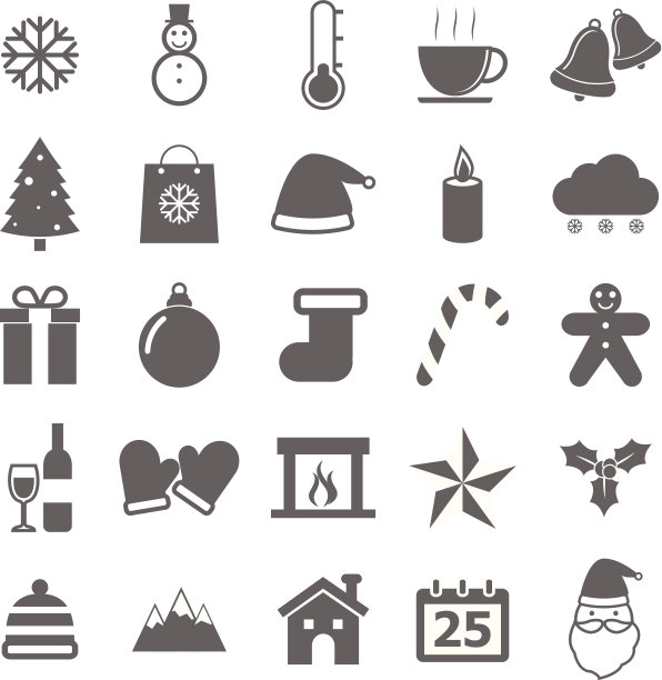 白色背景上的冬季图标图片下载