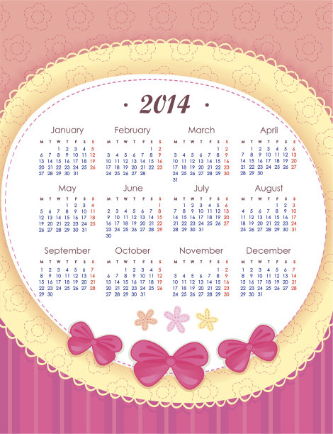 粉色的2014年日历图片下载