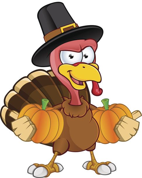 火鸡吉祥物-抱着南瓜图片下载