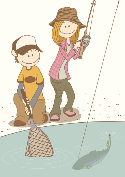 两个女孩在钓鱼图片下载