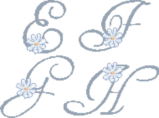 E F G H -绣花字母图片下载