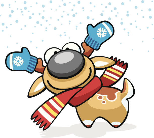 圣诞鹿有趣的角色与手套和围巾图片下载