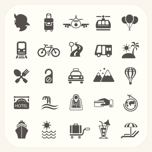 旅行和交通图标集图片下载