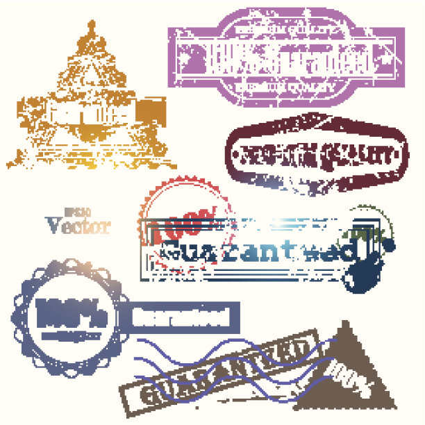 一套优越的质量和满意度保证徽章，标签，标签图片下载