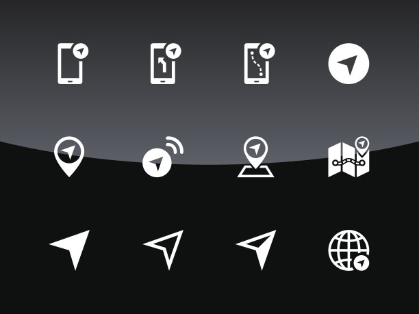 黑色背景上的导航图标。图片下载