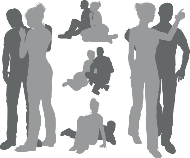 高度详细的夫妇剪影图片下载