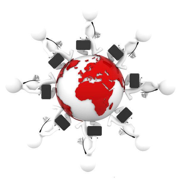 商业人士在地球上行走。欧洲和非洲方面图片下载