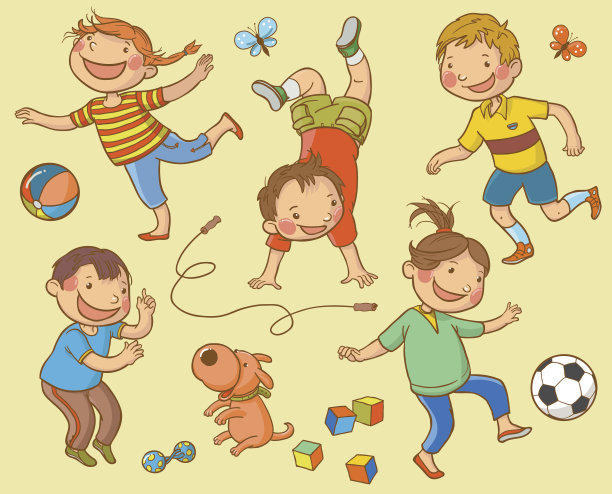 快乐的孩子们在沙滩上踢足球图片下载