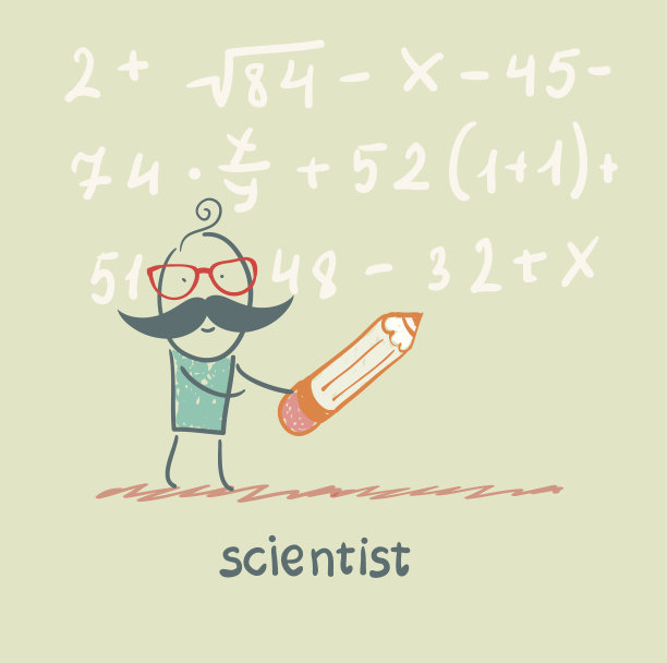 拿着笔的科学家写方程式图片下载