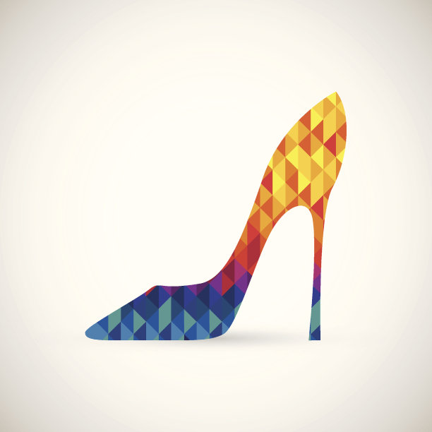 高跟鞋的时尚象征与五颜六色的钻石图片下载