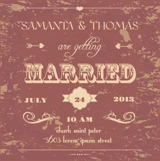 书法婚礼请帖模板，图片下载