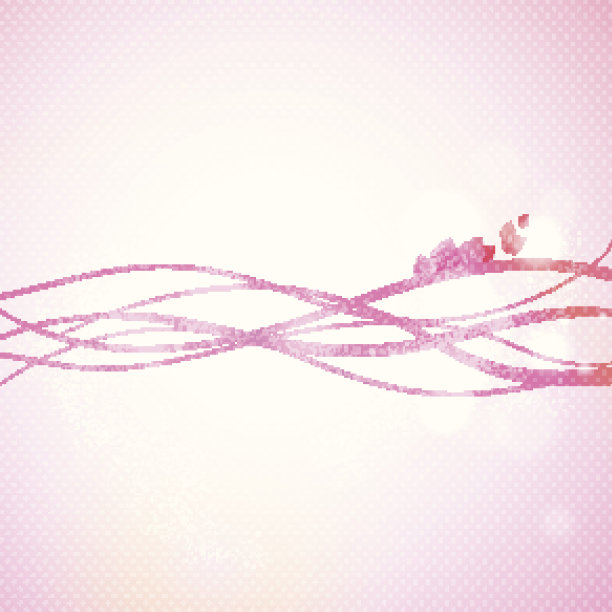 抽象的粉红色背景与线条和树叶。图片下载