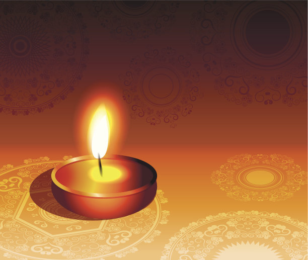 矢量莲花排灯节五彩缤纷的背景图片下载