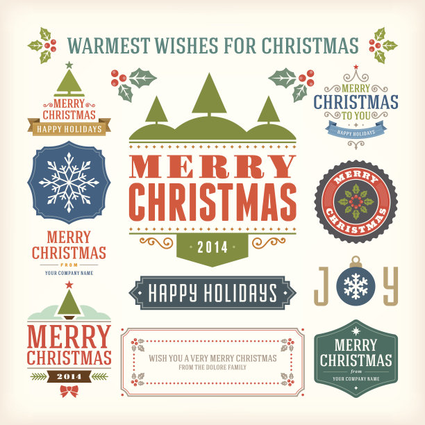 圣诞装饰矢量设计元素集合图片下载