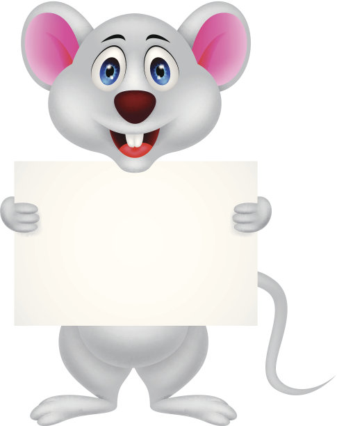 有趣的鼠标卡通与空白标志图片下载