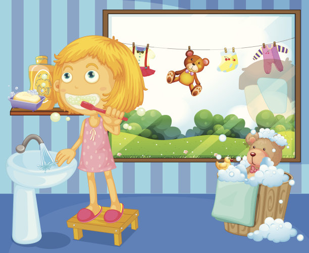 女孩正在刷牙图片下载