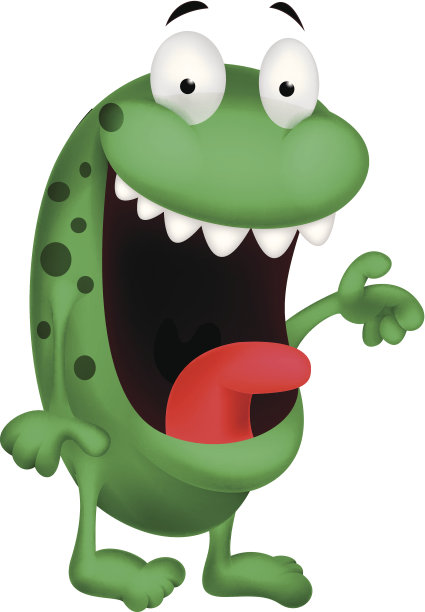 可爱的绿色怪物卡通图片下载