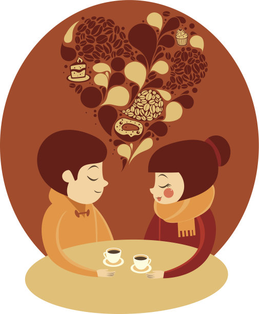 年轻夫妇一起喝咖啡图片下载