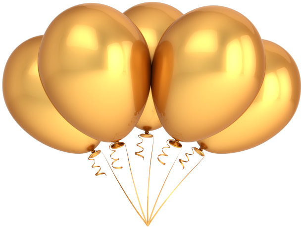 金色派对气球生日快乐金色装饰五黄豪华图片下载