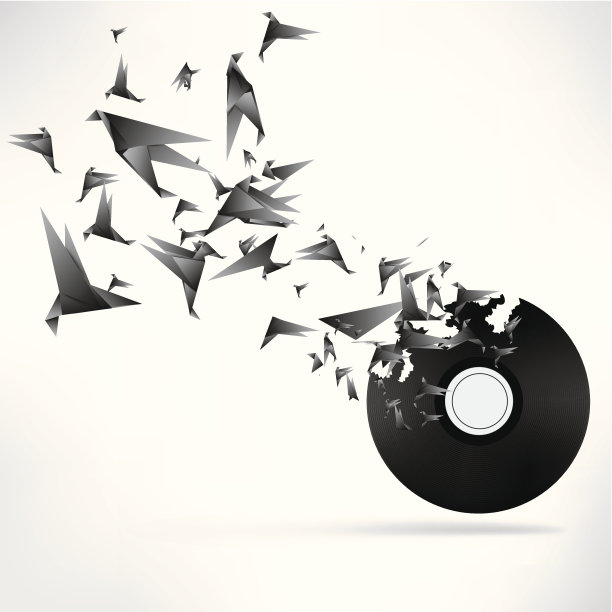 在抽象背景上的折纸鸟图片下载