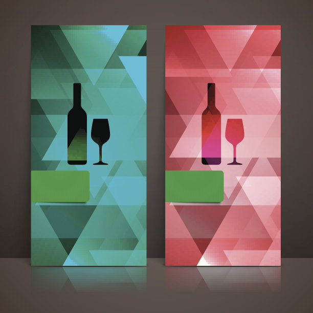 酒单设计与酒瓶和酒杯标志图片下载