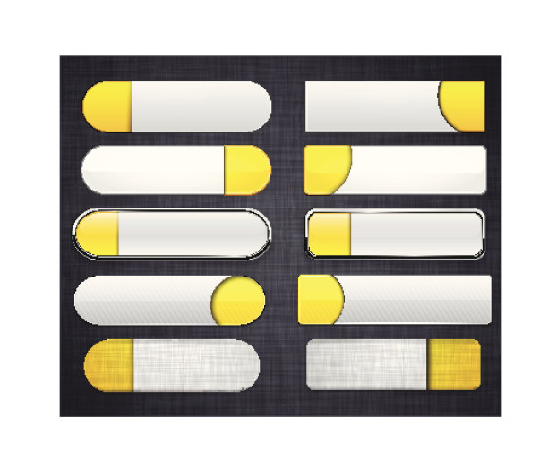 黄色和白色的高细节的现代网页按钮。图片下载